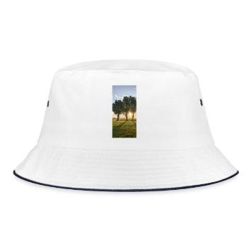 Sonnenaufgang Baumreihe in Schweden - Bucket Hat - Weiß/Navy - Vorne
