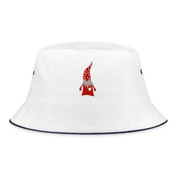 Gnome Red Heart Dots Dots Christmas Decoration - Bucket Hat - white/navy - Front