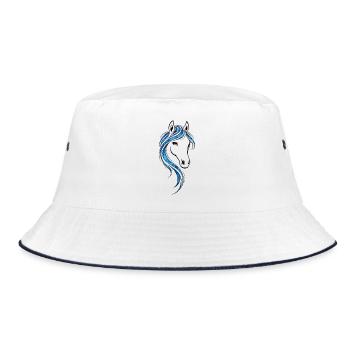 Horse Lineart Blue – Design élégant du cavalier - Bob - blanc/marine - Devant