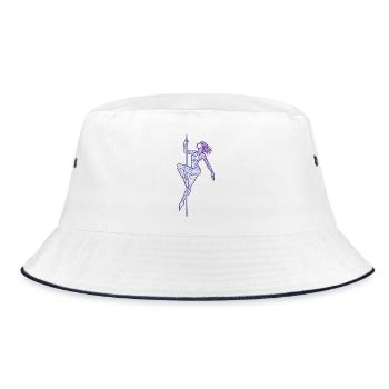 Line Art Woman Pole Dance Illustration Gift - Bucket Hat - white/navy - Front
