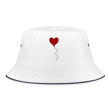 rotes Herz rot Geschenk Valentinstag - Bucket Hat - Weiß/Navy - Vorne