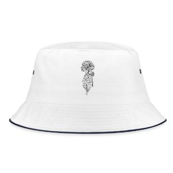 Flower - Bucket Hat - Weiß/Navy - Vorne