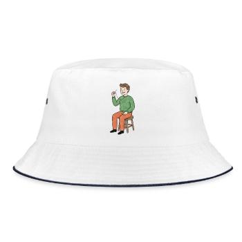Crazy Sewing with Thread - Bucket Hat - white/navy - Front
