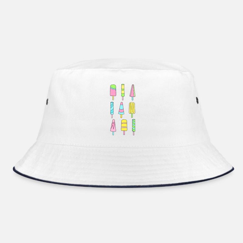 Bunte Eis am Stiel - Bucket Hat - Weiß/Navy