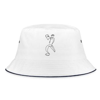 Cricket Bowler Drawing - Bucket Hat - white/navy - Front