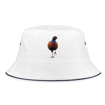 Pheasant with raised leg - Bucket Hat - white/navy - Front