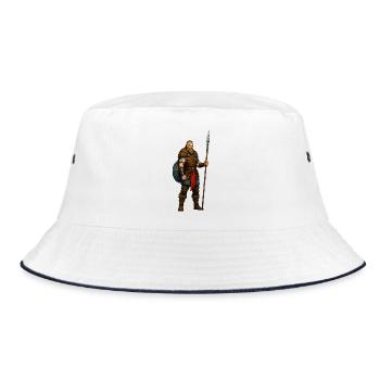 Viking warrior with fur cape - Bucket Hat - white/navy - Front
