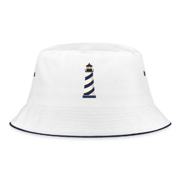 Lighthouse Line Icon Coastal Beacon Vector Symbol  - Bucket Hat - white/navy - Front