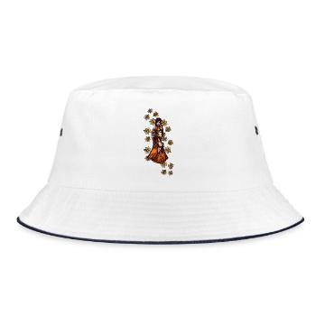 Boho Henna Flora Goddess - Bucket Hat - white/navy - Front