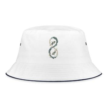 Koi-Unendlichkeitsfluss - Bucket Hat - Weiß/Navy - Vorne