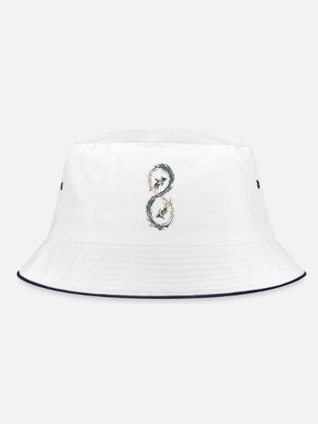 Koi-Unendlichkeitsfluss - Bucket Hat - Weiß/Navy