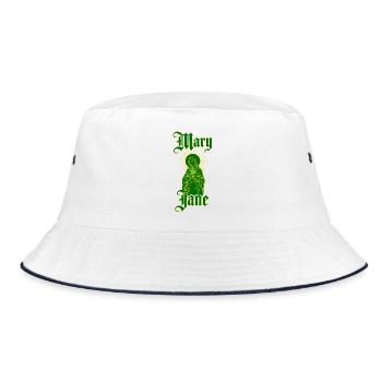 Vintage Mary Jane — 4:20 Gothic Cannabis Ritual - Bucket Hat - Weiß/Navy - Vorne