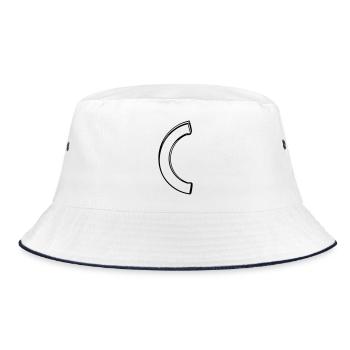 Runde Klammer handgezeichnet - Bucket Hat - Weiß/Navy - Vorne