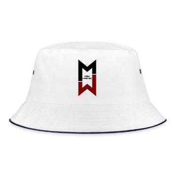 "Wish Master" modernes Monogramm-Logo-Design - Bucket Hat - Weiß/Navy - Vorne