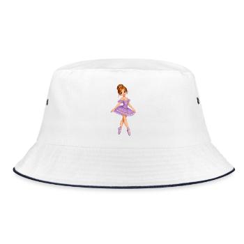 Lavendel Prinzessin Ballett Design - Bucket Hat - Weiß/Navy - Vorne