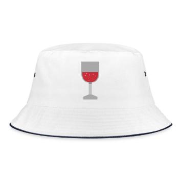 Weinglas - Bucket Hat - Weiß/Navy - Vorne