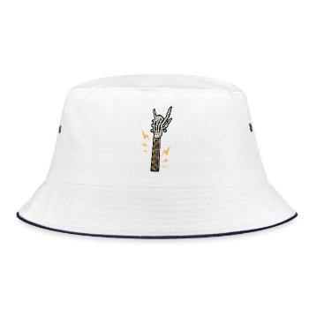 Gitarre Skelett Rock - Bucket Hat - Weiß/Navy - Vorne