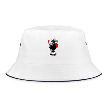 Black Japanese Wave Ink - Bucket Hat - white/navy - Front