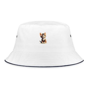 Kätzchen - Bucket Hat - Weiß/Navy - Vorne