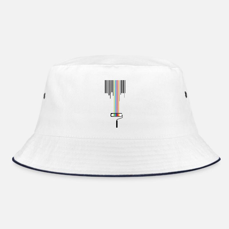 Farbrolle mit Strichcode - Bucket Hat - Weiß/Navy