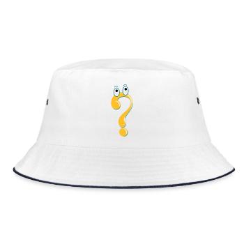 Fragezeichen Figur Symbol Idee Geschenk Comic - Bucket Hat - Weiß/Navy - Vorne