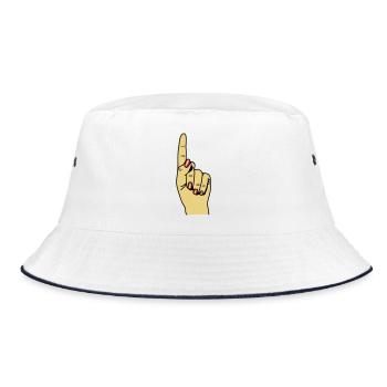 zeigefinger - Bucket Hat - Weiß/Navy - Vorne