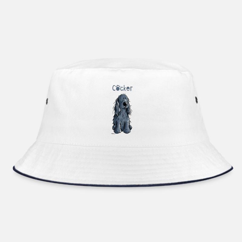 Funny Black Cocker Spaniel - Bucket Hat - white/navy