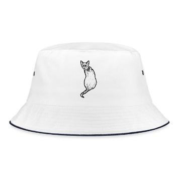 Cat black - Bucket Hat - white/navy - Front