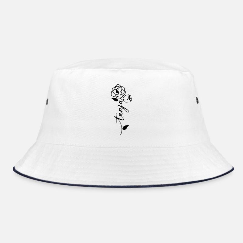 Tanja Surname First name Name Flower - Bucket Hat - white/navy