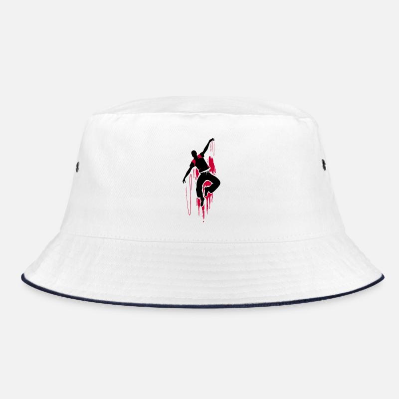 Breakdancer Tänzer Silhouette in Rot Schwarz Bucket Hat