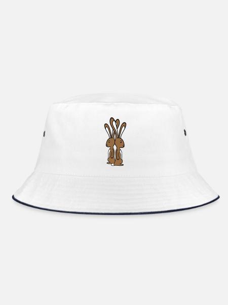 2 bunnies standing watching team friends crew brothers - Bucket Hat - white/navy - Front