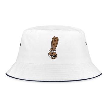 Hase Kaninchen Häschen Cartoon albern Hasenzähne - Bucket Hat - Weiß/Navy - Vorne