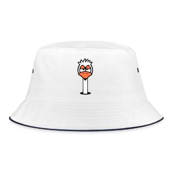 Bird Ground Hole Annoyed Tired Angry Frustrated - Bucket Hat - white/navy - Front