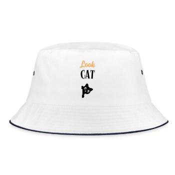 Look Cat - Bucket Hat - white/navy - Front