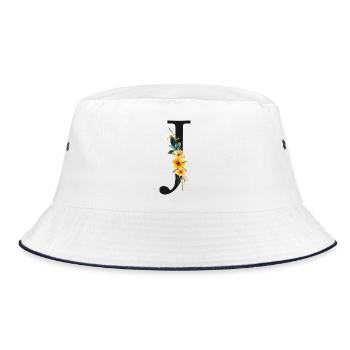 J Monogram, Floral, Personnalisable - Bob - blanc/marine - Devant