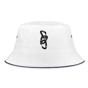 3 Karabiner – Klettern verbindet - Bucket Hat - Weiß/Navy - Vorne