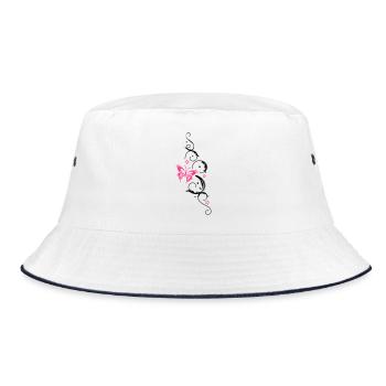 Butterfly Ornament Tribal Design - Bucket Hat - white/navy - Front