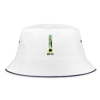 Let's Do It! Motivation! Einfach machen! Nur Mut! - Bucket Hat - Weiß/Navy - Vorne