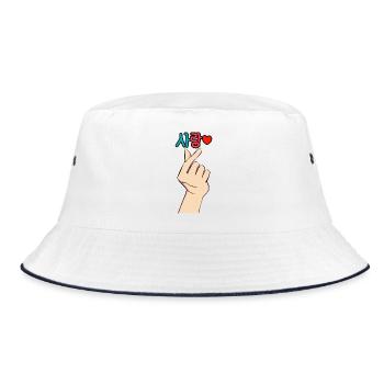 K-Pop Fingerherz Liebe – Sarang ❤️ - Bucket Hat - white/navy - Front