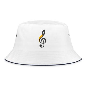 Treble Clef Symbol - Bucket Hat - white/navy - Front