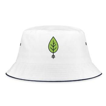 Green leaf line logo - Bucket Hat - white/navy - Front
