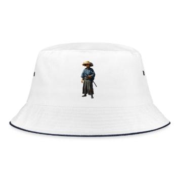 Guerrier samouraï avec chapeau de paille réaliste - Bob - blanc/marine - Devant
