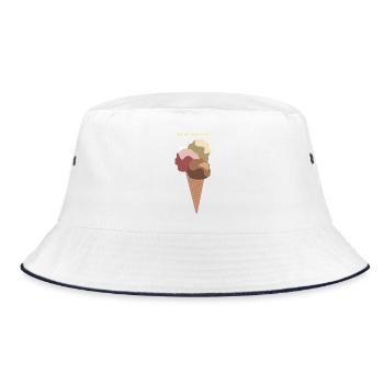 Auf die Sommerzeit Eiswaffel - Bucket Hat - Weiß/Navy - Vorne