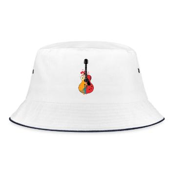 Colorful Guitar Art Acoustic Guitar Motif - Bucket Hat - white/navy - Front