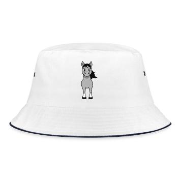 Gray bangs with black mane - Bucket Hat - white/navy - Front