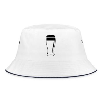 Beer glass with lush foam - Bucket Hat - white/navy - Front