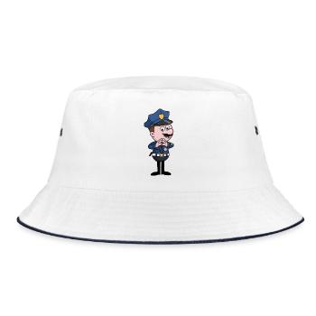 Police cartoon with whisper gesture - Bucket Hat - white/navy - Front