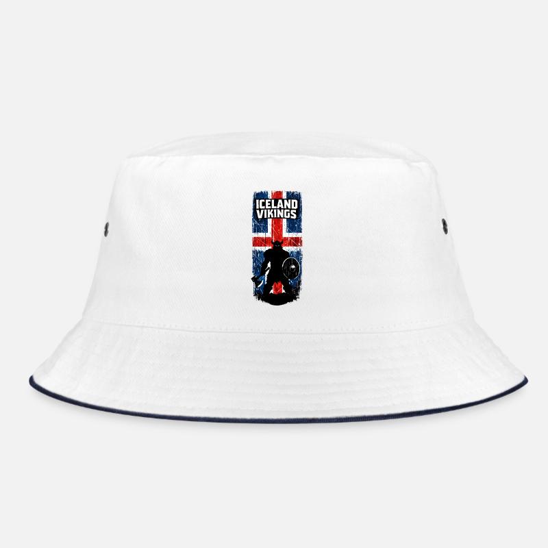 Iceland Vikings Silhouette - Bucket Hat - white/navy