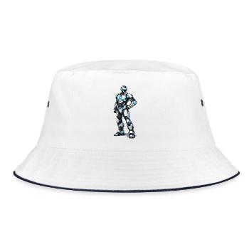 roboter - Bucket Hat - Weiß/Navy - Vorne