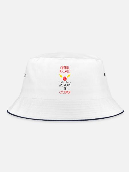 Genie Born October Baby Gift - Bucket Hat - white/navy - Front